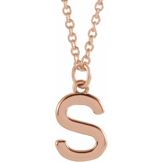 14K Rose Initial S Dangle 18" Necklace