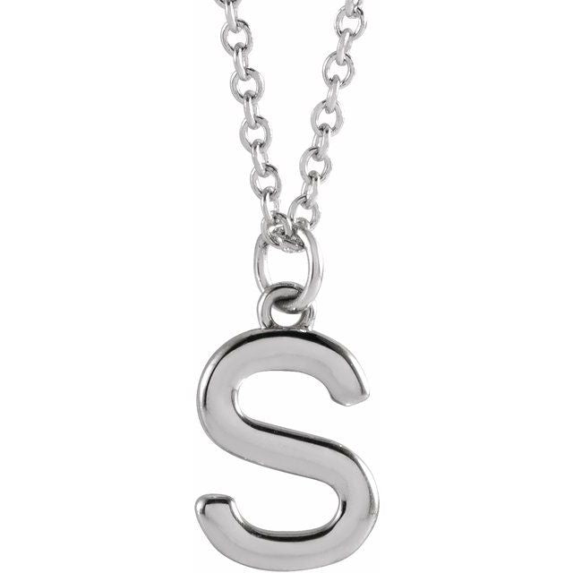 Sterling Silver Initial S Dangle 16" Necklace