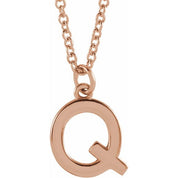 14K Rose Initial Q Dangle 18" Necklace