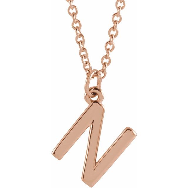 14K Rose Initial N Dangle 16" Necklace