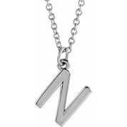 Sterling Silver Initial N Dangle 18" Necklace