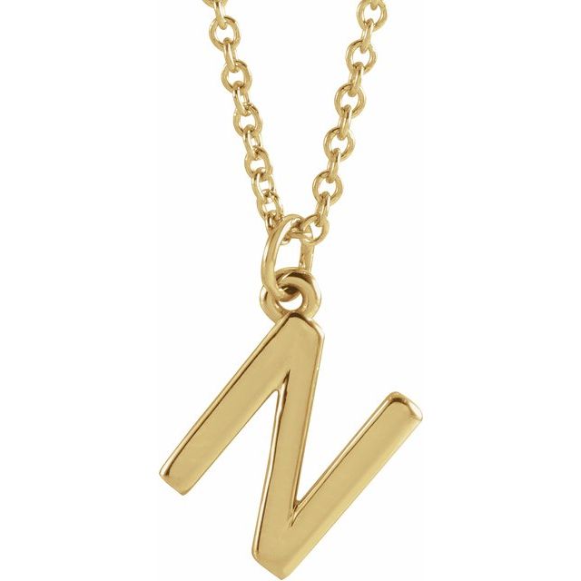 14K Yellow Initial N Dangle 18" Necklace