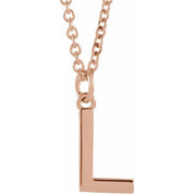 14K Rose Initial L Dangle 18" Necklace