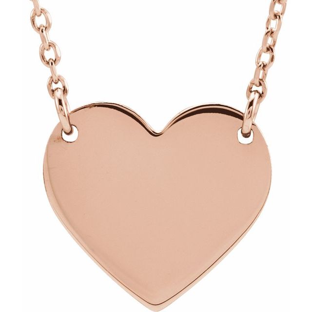 18K Rose Gold-Plated Sterling Silver Engravable Heart 16-18" Necklace