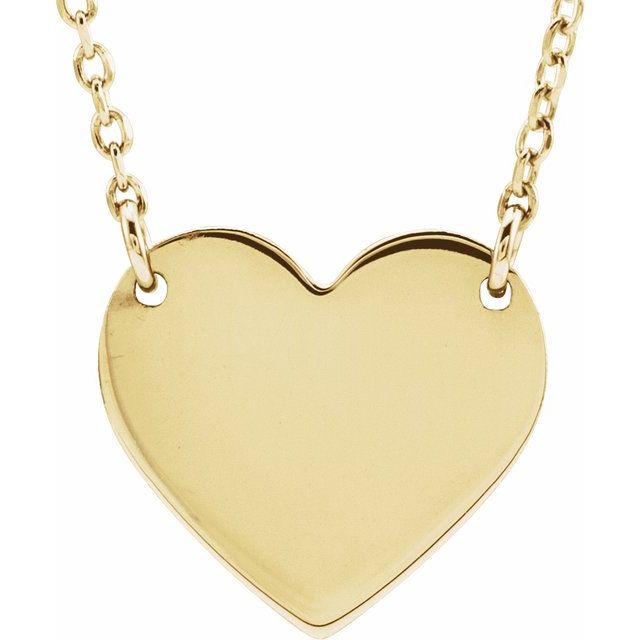 18K Yellow Gold-Plated Sterling Silver Engravable Heart 16-18" Necklace