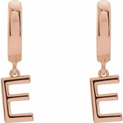 14K Gold Initial Dangle Hinged Huggie Earrings