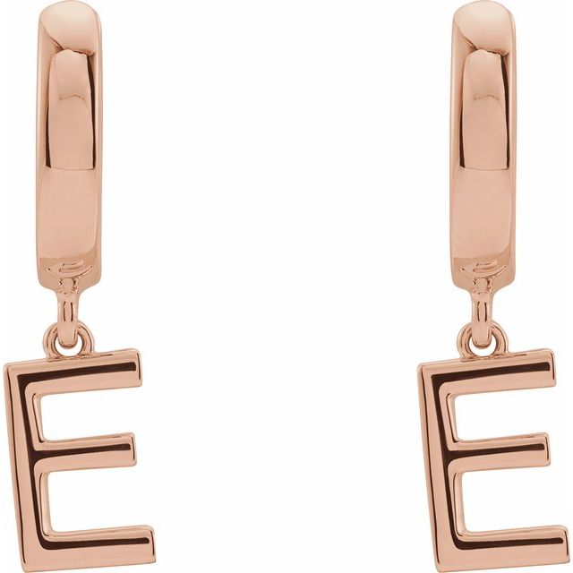 14K Gold Initial Dangle Hinged Huggie Earrings