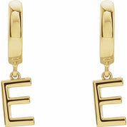 14K Gold Initial Dangle Hinged Huggie Earrings