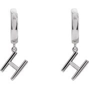 Platinum Initial H Hinged Huggie Earring