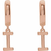 14K Gold Initial Dangle Hinged Huggie Earrings