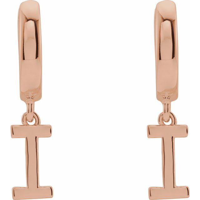 14K Gold Initial Dangle Hinged Huggie Earrings