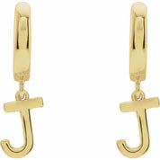 14K Gold Initial Dangle Hinged Huggie Earrings