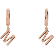 14K Gold Initial Dangle Hinged Huggie Earrings