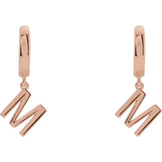 14K Gold Initial Dangle Hinged Huggie Earrings