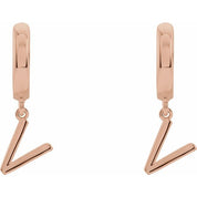 14K Gold Initial Dangle Hinged Huggie Earrings