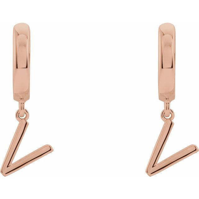 14K Gold Initial Dangle Hinged Huggie Earrings