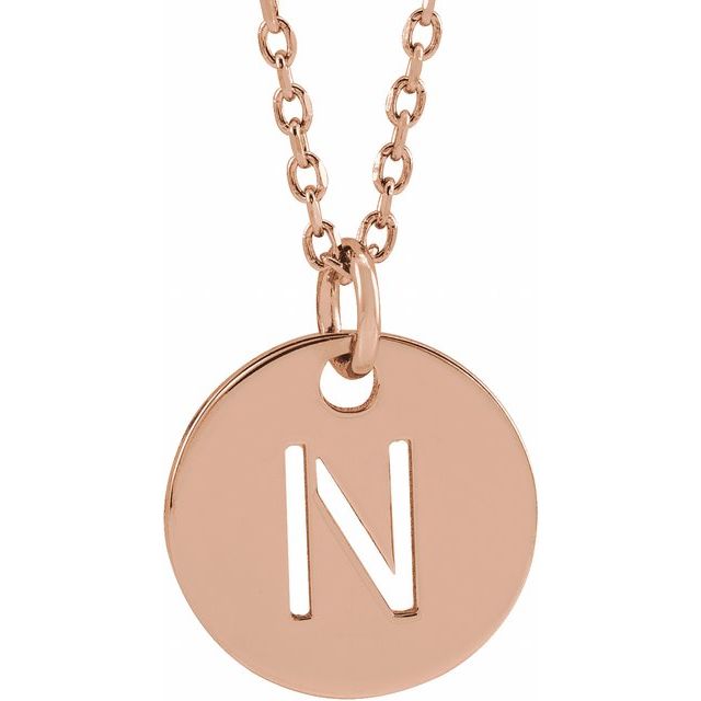 14K Rose Initial N 16-18" Necklace