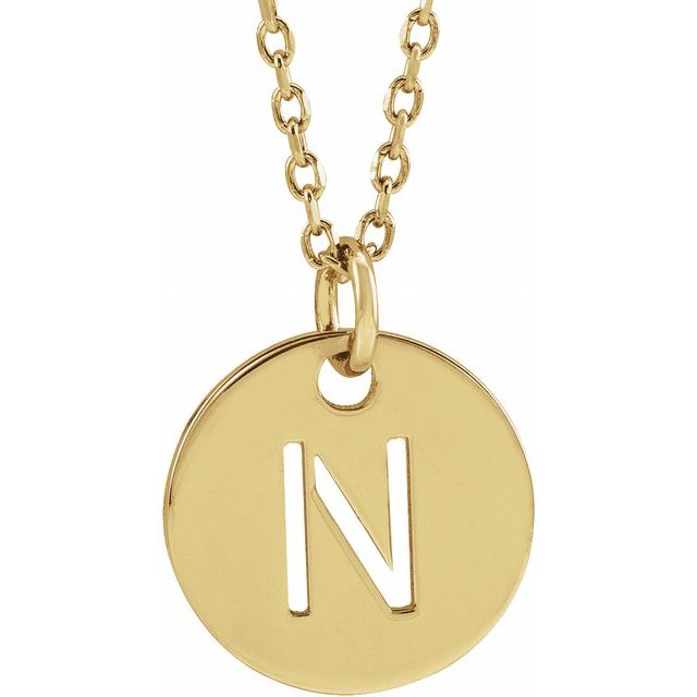 18K Yellow Gold-Plated Sterling Silver Initial N 16-18" Necklace