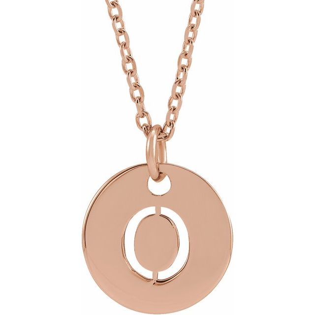 14K Rose Initial O 16-18" Necklace