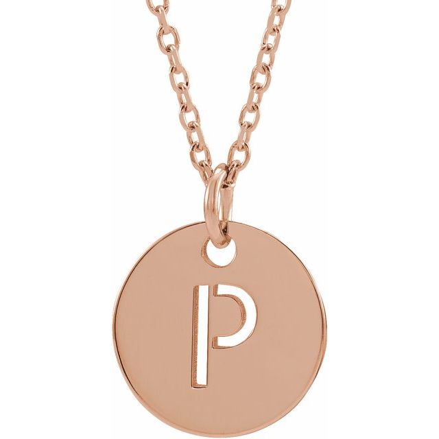 14K Rose Initial P 16-18" Necklace