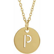 18K Yellow Gold-Plated Sterling Silver Initial P 16-18" Necklace