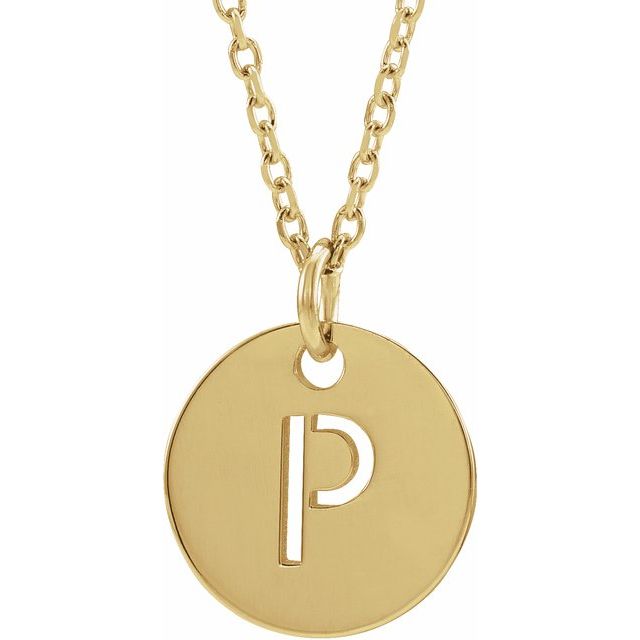 18K Yellow Gold-Plated Sterling Silver Initial P 16-18" Necklace