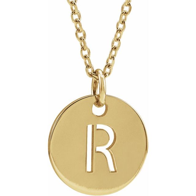 18K Yellow Gold-Plated Sterling Silver Initial R 16-18" Necklace