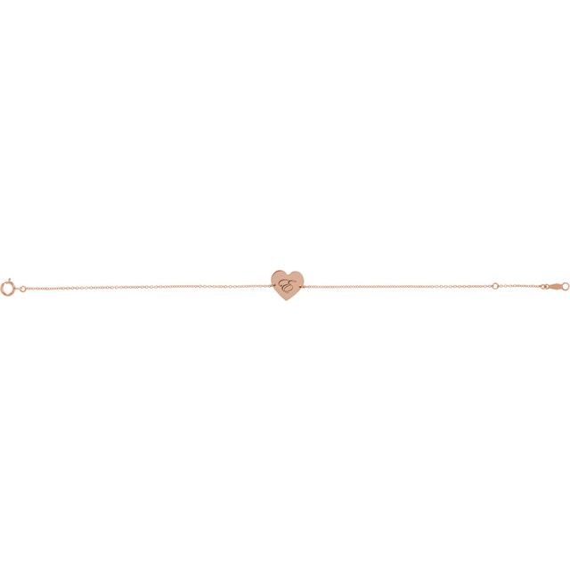 14K Rose Engravable Heart 7-8" Bracelet