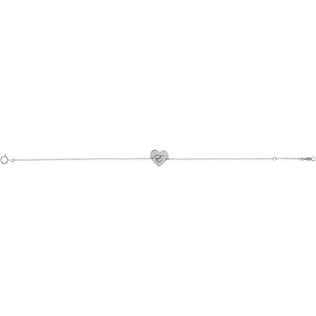 Sterling Silver Engravable Heart 7-8" Bracelet