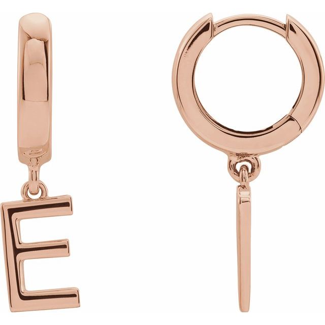 14K Gold Initial Dangle Hinged Huggie Earrings