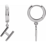 Platinum Initial H Hinged Huggie Earring