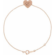 18K Rose Gold-Plated Sterling Silver Engravable Heart 7-8" Bracelet