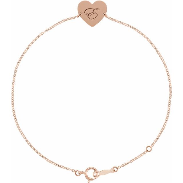18K Rose Gold-Plated Sterling Silver Engravable Heart 7-8" Bracelet