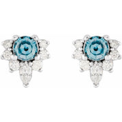Platinum Natural Aquamarine & 1/6 CTW Natural Diamond Earrings