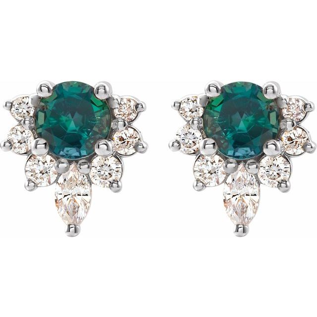 Sterling Silver Lab-Grown Alexandrite & 1/6 CTW Natural Diamond Earrings