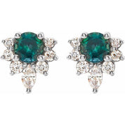 14K White Lab-Grown Alexandrite & 1/6 CTW Natural Diamond Earrings