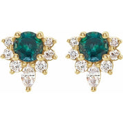 14K Yellow Lab-Grown Alexandrite & 1/6 CTW Natural Diamond Earrings