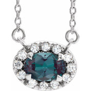 Sterling Silver 7x5 mm Lab-Grown Alexandrite & 1/6 CTW Natural Diamond 18" Necklace