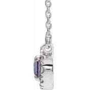 Sterling Silver 5x3 mm Lab-Grown Alexandrite & .05 CTW Natural Diamond 16" Necklace