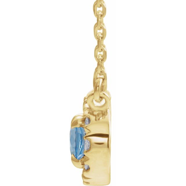14K Yellow 5x3 mm Natural Aquamarine & .05 CTW Natural Diamond 18" Necklace