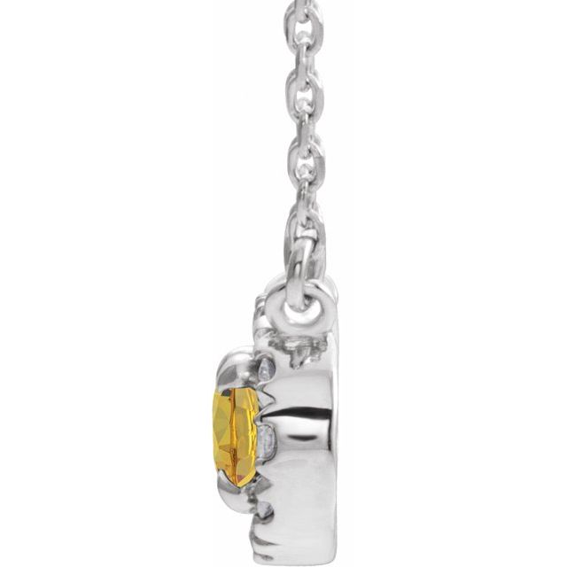 Sterling Silver 5x3 mm Natural Citrine & .05 CTW Natural Diamond 16" Necklace