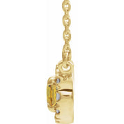 14K Yellow 5x3 mm Natural Citrine & .05 CTW Natural Diamond 18" Necklace