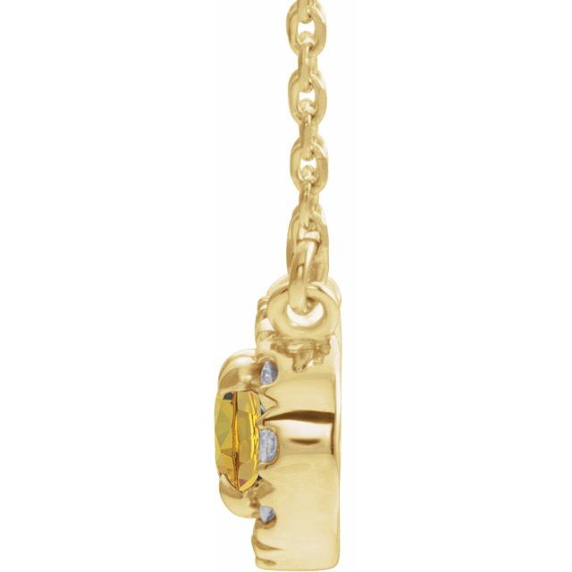 14K Yellow 5x3 mm Natural Citrine & .05 CTW Natural Diamond 18" Necklace