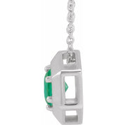 Sterling Silver Lab-Grown Emerald Geometric 16-18" Necklace