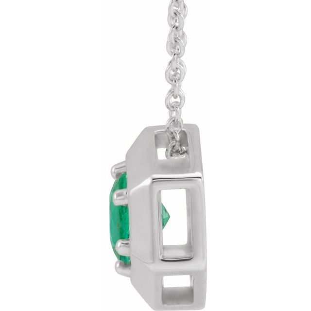 Platinum Lab-Grown Emerald Geometric 16-18" Necklace
