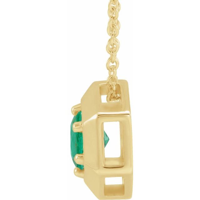 14K Yellow Lab-Grown Emerald Geometric 16-18" Necklace