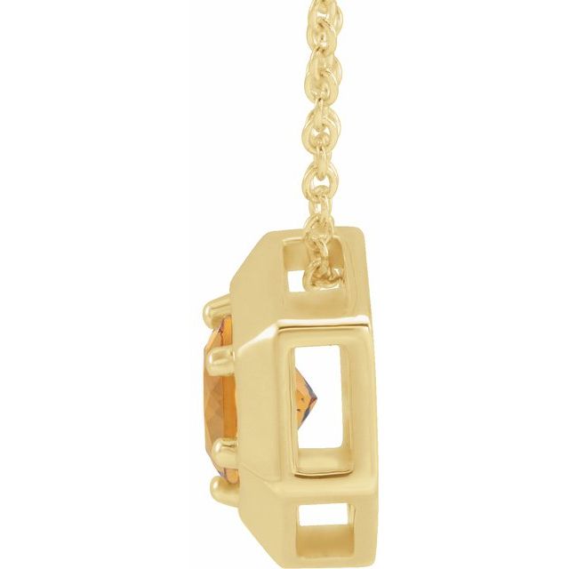14K Yellow Natural Citrine Geometric 16-18" Necklace