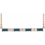 14K Rose Lab-Grown Alexandrite & 1/6 CTW Natural Diamond Bar 16-18" Necklace