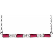 Sterling Silver Natural Ruby & 1/6 CTW Natural Diamond Bar 16-18" Necklace