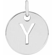 14K White Initial Y Pendant
